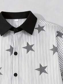 Boys' Simple Casual Short Sleeve T-Shirt With Star Pattern, New Comfortable Summer Children's Top - Multicolor - View 5