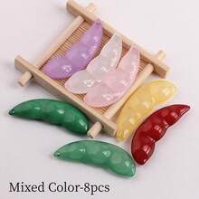 8pcs Acrylic Imitation Jade Bean Pendant, Multicolor Jelly Style, For DIY Jewelry Making - Multicolor - View 7