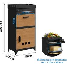 AYYDS Outdoor Mailbox With Parcel Compartment – XXL Parcel Box 107.7cm With Flower Tray, Weatherproof Stainless Steel Mailbox For Letters & Parcels, With Lock & Anti-Slip Mat - A - View 3