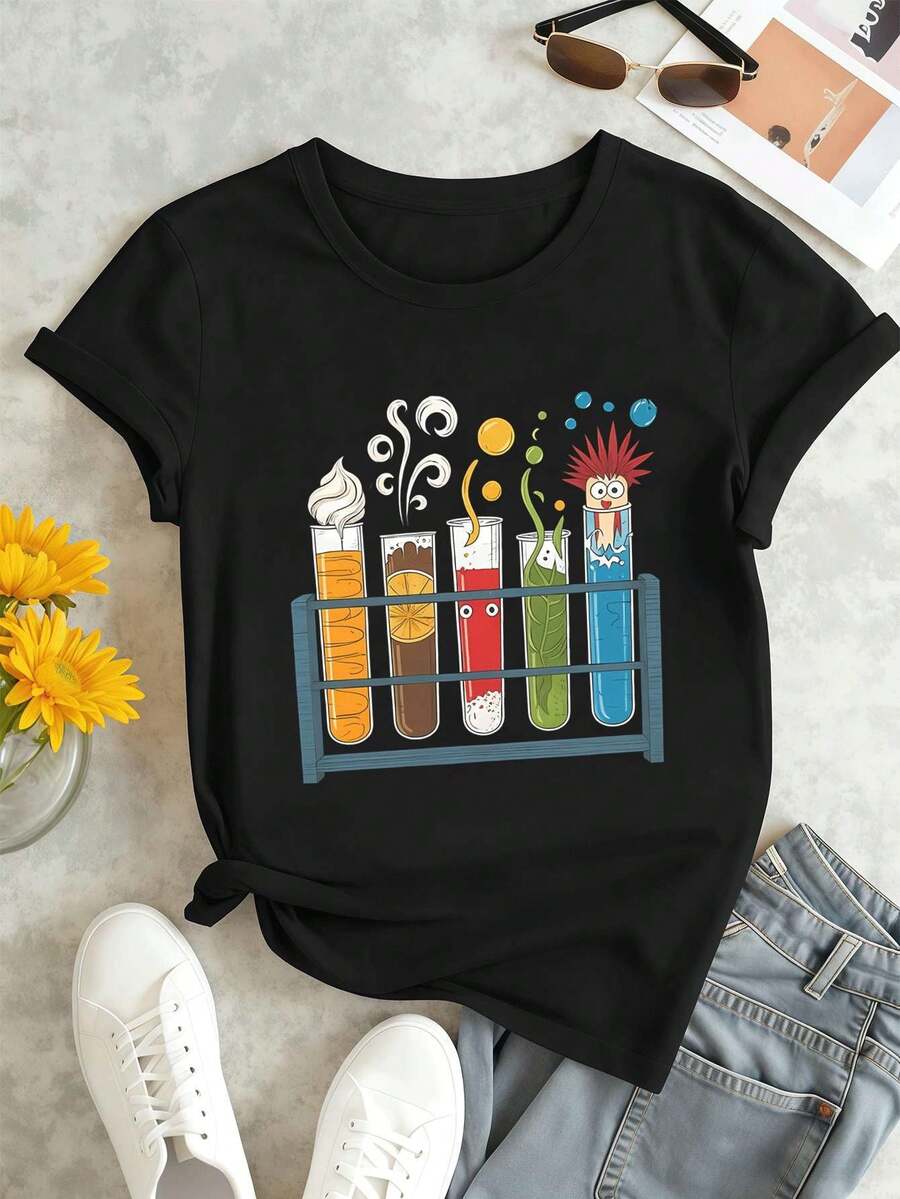 Dam-T-shirts - Svart - Visa 1
