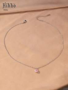 Hihho 1 pieza Collar de lujo cuadrado con strass de colores opcional multicolor para mujer, cadena de clavícula con incrustaciones de circonita de diseño, decoración de cuello versátil para uso diario, oficina, estilo minimalista, reunión con mejores amigas, opción de regalo ideal - cubo de azucar - Ver 7