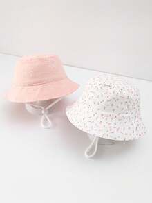 1pc Bohemian Floral Pattern Kids Bucket Hat, With Adjustable Chin Strap, Breathable Sun Protection, Suitable For Toddlers - 1PC - View 7
