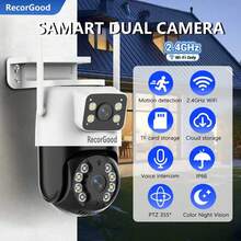 4MP Dual Lens Security Camera, Waterproof Design, Color Night Vision, Real-Time Two-Way Audio, AI Smart Motion Detection, 10W Stable Current, Dual 2.4GHz WIFI Antennas For Strong Signal, Suitable For Home And Business - Multiple Specifications - View 1