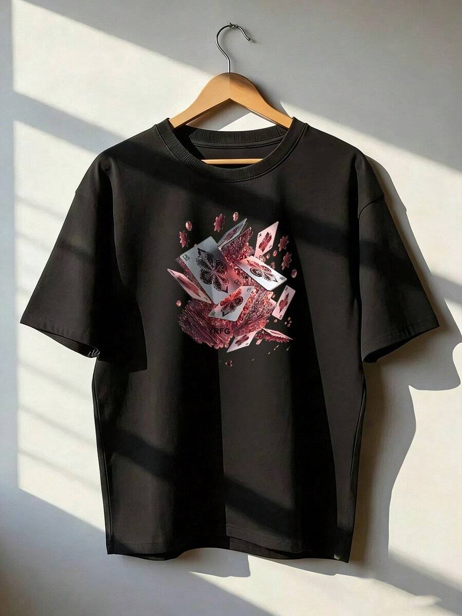 Short-Sleeve T-Shirt With A Dynamic And Modern Design. Fashionable Short-Sleeve T-Shirt For Spring And Summer 2026, Made In Mexico, 180 Grams. Cartoon Print, Couple Design, Suitable For Indoor Or Outdoor Wear. Crew Neck, Unisex, Ideal For The Office And Leisure. One-Piece Pack. - BK-P631577SLNDXZGY433 - 查看 1