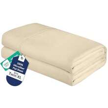 Royale Linens - Sábana encimera de microfibra cepillada, 1800 hilos, suave y transpirable, resistente a las arrugas y a las manchas tamaño individual XL, color arena - Arena - Ver 2