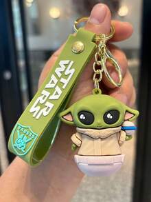 Hasbro Grogu 3D Silicone Keychain, Featuring Cute, Detailed Grogu Figures In Varied Poses With Soft, Smooth Texture. Each Keychain Comes With A Sturdy Metal Ring, Clip, And Branded Silicone Strap, Making It Durable And Easy To Attach To Bags, Keys, Or Accessories. Ideal For Fans, These Whimsical, Lightweight Charms Add A Playful, Collectible Touch To Everyday Carry Items. - Silver-2pcs - View 6