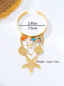 1 mặt dây chuyền hình sao biển, vỏ sò, rùa, cá nhỏ kiểu đại dương, thích hợp cho nữ đeo hàng ngày, mùa hè, đi biển, du lịch, hoặc làm vòng tay. - vàng - Xem 4