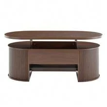 Lift-Top Coffee Table, Coffee Table With Curved Wooden Sides, Removable Shelf, Lift-Top, Multifunctional Living Room Furniture. - Brown - View 7