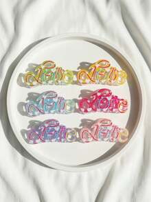 6PCS Summer Candy Color LOVE Letter Transparent Hair Claw Clips Women's Hair Accessories Sweet Versatile Back Of Head Updo Hair Clips Set Daily Casual Wear Half-Up Ponytail And Braided Hair Party Wedding Outing Valentine's Day Commute Daily - 6PCSlove - View 7