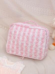 Large Capacity Travel Luggage Bag Multifunctional Storage Bag Pink Floral Print Luggage Organizer Bag Foldable Clothing Storage Bag,Wash Bag - Multicolor - View 6
