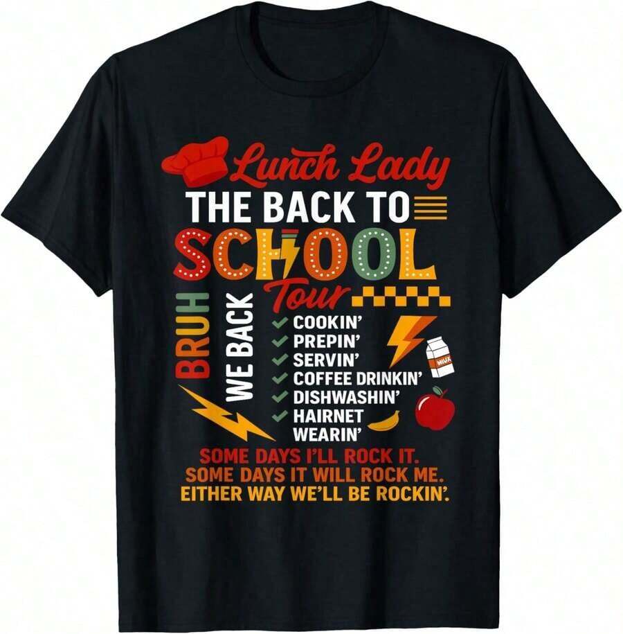 GiftGiftLunch Camiseta de Trabajadora de Cafetería con Moño Desordenado SoftSoft - Negro - Ver 1