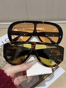 1 Pair Retro Classic Metal Oval Women's Fashion Glasses, Suitable For Holiday Gifts, Summer Beach Parties, Outdoor Travel, Street Photography And Other Occasions - Multicolor - View 9