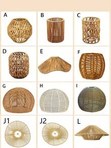 1 chao đèn hình trụ đan bằng mây, đèn treo thủ công phong cách Boho, thích hợp cho phòng ăn/bếp/phòng ngủ/phòng khách, không kèm nguồn điện. - Hình bán nguyệt - Xem 9