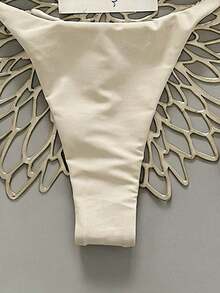 2 piezas Conjunto de traje de baño para mujer, Bikini verde menta con decoración de cuerda hecha a mano - Albaricoque - Ver 6