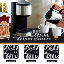 1 pieza Estera de secado de cubiertos, Almohadilla para máquina de café, Base negra con letras inglesas blancas y patrón de rodillo de madera, Estera absorbente apta para cocina, mesa de comedor, cafetería, estera de drenaje multiusos, regalo para el hogar, decoración de mesa - XYLSD-319 - Ver 7