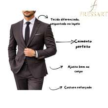 Men's Slim Fit Polyviscose Suit For Weddings - 黑色條紋 - 查看 3
