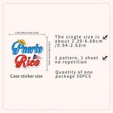 50pcs Puerto Rico Local Culture, Music, Food Cartoon Decorative Stickers For Water Bottles, Scrapbooking - View 2