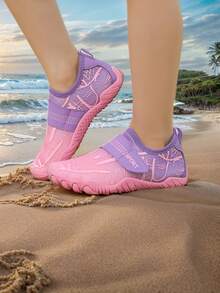 Sapatos Infantis/Sapatos de Vadear Infantis/Sapatos Esportivos de Praia Secos Rápidos para Meninas/Malha Respirável de Moda Listrada/Sapatos Leves de Sola Fina com para Meninas/Sapatos de Ioga para Meninas/Sapatos de Treinamento de Corda de Pular Interna para Meninas/Sapatos de Ciclismo Externos para Meninas - Rosa Bebê - Visão 1