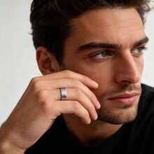 Set 9 Buah Cincin Rantai Stainless Steel Perak yang Dapat Diputar untuk Pria, Cincin Pernikahan Pria, Perhiasan Pertunangan dan Cinta Sehari-hari - Set perak sembilan buah - View 5