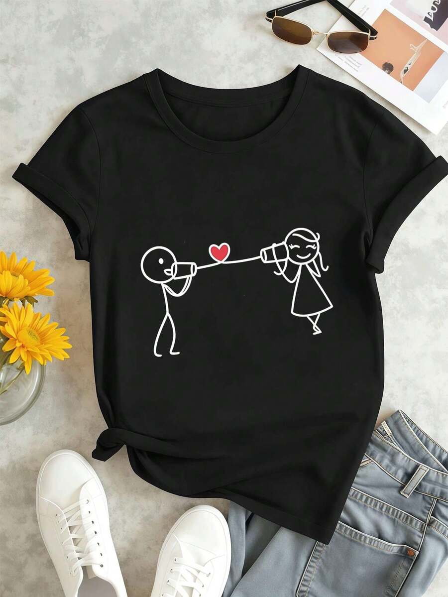 Dam-T-shirts - Svart - Visa 1
