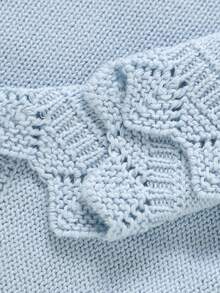 1件可客製化手工刺繡嬰兒針織毯，精緻小鴨刺繡，荷葉邊設計，舒適簡約兒童毯 - 淺藍 - 查看 6