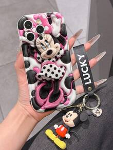 Funda de teléfono de Disney Mickey Mouse Clubhouse: Funda de teléfono suave con borde protector de patrón esponjoso 3D y un llavero de pulsera de Mickey gratis, Mickey, Minnie, Goofy, Donald Duck, Daisy Duck, Pluto, para Apple 17 Promax 17 Pro 16 15 14 13 12 11 Pro Max XS Max X XR Funda de verano - Blanco - Ver 5