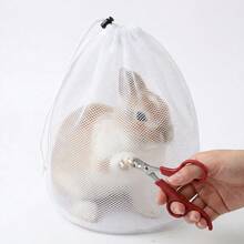 1pc Breathable Mesh Restraint Bag, Adjustable Drawstring For Grooming Small Pets (Like Rabbits), Anti-Scratch & Bite, Pet Grooming Accessory - View 3