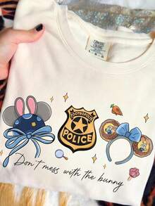 Acuarela B1Ow Z1ootopia 2 P1p1olice Badge S1Hirt, Judy Hopps Donut Ears T1EE, Z1ootopiaA1 P1p1olice DepartM1entM1ent S1Hirt, Z1ootopia Fan Gift. - Blanco - Ver 2