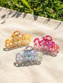 6PCS Summer Candy Color LOVE Letter Transparent Hair Claw Clips Women's Hair Accessories Sweet Versatile Back Of Head Updo Hair Clips Set Daily Casual Wear Half-Up Ponytail And Braided Hair Party Wedding Outing Valentine's Day Commute Daily - 6PCSlove - View 11