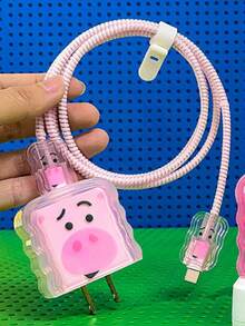 Bộ 5 món ốp bảo vệ cáp dữ liệu hình heo hồng dễ thương, ốp bảo vệ sạc 20W, tương thích với cáp sạc Apple 15, vỏ mềm TPU. - Nhiều màu - Xem 6