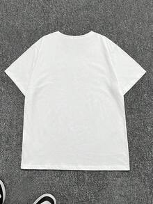 Camiseta Retro Y2K para Mujer con Estampado Floral Japonés y de Tigre, Corte Holgado, Cómoda y Casual, Adecuada para Uso Diario - Blanco - Ver 2