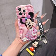 This Disney Mickey Mouse Lanyard Phone Case Is Fully Covered In TPU Material. It's Shockproof, Lightweight, And Compatible With IPhone17/16/11/13/15/15 Plus/15 Pro/15 Pro Max/12/14 Pro Max/11 Pro Max/12 Pro/12 Pro Max/13. This Phone Case Makes A Popular Birthday Gift Or Business Gift; It's Durable, Stain- And Fingerprint Resistant, And Suitable For Both Men And Women. The Set Also Includes A Mickey Mouse Phone Case And A Mickey Mouse Plush Bracelet. It's A Perfect Gift For Friends And Family. This Stylish Phone Case Is Fun, Lightweight, And Durable. IPhone17 Pro Max Phone Case, Minnie Mouse Phone Case. - 白色 - 查看 6