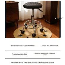 Ghế xoay có bánh xe điều chỉnh được, đệm da dày tiện dụng, thích hợp cho massage, thẩm mỹ viện, xăm hình, làm móng, nhà bếp, văn phòng, nhà ở, vẽ kỹ thuật, y tế, quầy bar, xoay 360°, chịu tải 400 lbs, bền, không tựa lưng, màu đen/trắng/hồng - màu đen - Xem 10