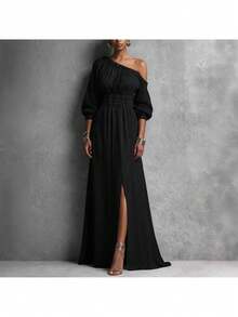 Vestido a rayas Primavera-Verano 2026 con cintura ajustable - Negro - Ver 2