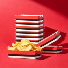 10pcs/20pcs/50pcs,Cartoon Animation Themed Paper Food Potato Chips Box, Disposable Chip Boats,Red White Black Boat Snack Boxes, Anime Themed Birthday Party, Movie Night, Game Night, Carnival, Sports Event Food Serving Containers - View 1