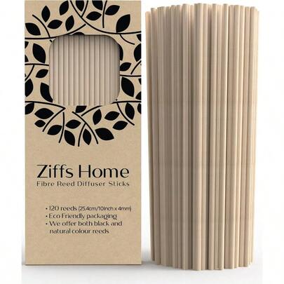 120pcs Natural Fibre Reed Diffuser Sticks - 25.4cm/10inx 4mm/0.16in - Thick Reeds Sticks - Fibre Reeds Diffusers