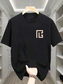 Men's Cotton T-Shirt, Versatile Casual Wear, Comfortable Sports Top - Black - View 6