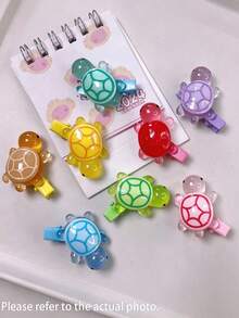 Clip para el cabello con diseño de tortuga de dibujos animados, accesorio creativo para el flequillo - Multicolor - Ver 2