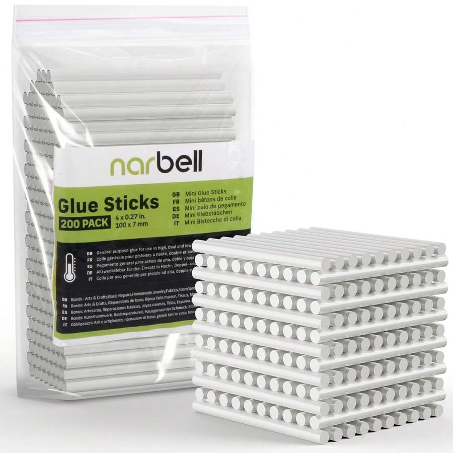 Mini Hot Melt Glue Sticks 200pcs (Large Capacity Packaging) Length 4", Diameter 0.27"--Suitable For Most Hot Melt Glue Guns Mini High Strength Transparent Adhesive For Crafts, Handmade Designs - 200pcs - View 1