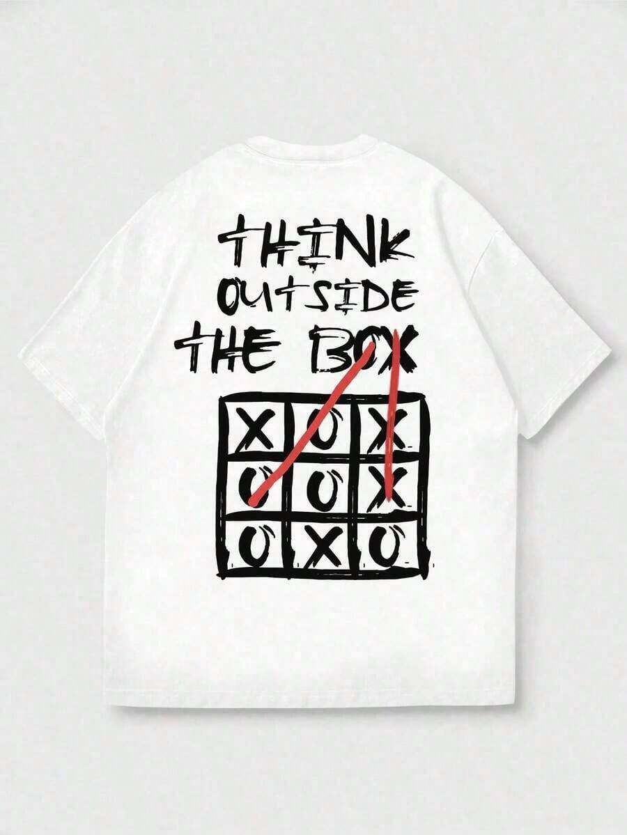 Casual, Loose-Fitting, Street-Style, Rapper-Inspired Short-Sleeved T-Shirt With Graffiti Prints, Stripes, And Checks. Versatile Design, Ideal For Spring/Summer And A Great Gift For Friends. - 白色 - 查看 1