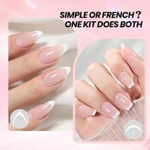 Beetles 2Pcs 15ml White Nude Pink French Tip Gel Polish Set, Soak Off UV LED Gel Nail Polish With 2 Styles - 2Pcs 15ml Nude Pink & White Set - 查看 2