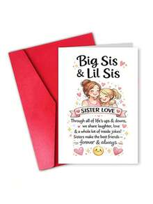 1 "Hermana mayor y hermana menor" Tarjeta de felicitación de hermandad con sobre, un regalo pensativo para hermanas, celebrando el vínculo fraternal de por vida, adecuado para cumpleaños y ocasiones especiales, en blanco por dentro - A - Ver 3