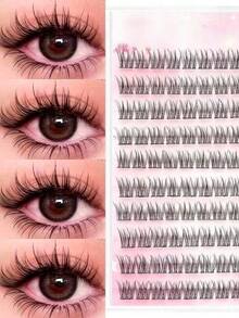 LIMEIKAI 120pcs Glue-Free False Eyelashes, Natural Fishbone Segmented Lashes, C-Curl Thick Individual Lashes, Volumizing Eyelash Set, Suitable For Beginners - View 7
