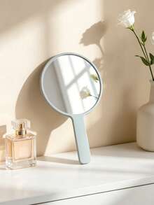 1pc Small/Medium/Large/Extra Large Round Handheld Makeup Mirror | Mother's Day Gift | Bridesmaid Gift | Souvenir | Portable Makeup Mirror Solid Color Pocket Mirror Floating Light High Definition Mirror Surface For Bedroom/Living Room/Bathroom Multiple Scenes - Multicolor - View 15