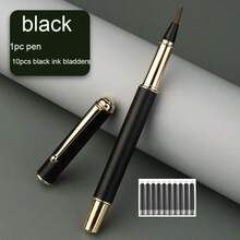 Bộ 11 chiếc, 1 bút máy + 10 túi mực đen, bút máy, bút thư pháp nhỏ bằng kim loại lông sói, bút sao chép, bút có thể nạp mực, bút luyện thư pháp, bút mềm dùng nước máy. - bút máy và bút thư pháp - Xem 12
