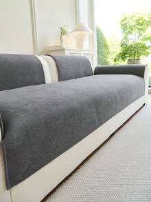 1 buah Sarung Sofa Anti Selip Warna Polos, Cocok untuk Semua Musim, Sarung Sofa Anti Debu, Ramah Hewan Peliharaan dan Anti Gores, Dapat Dicuci dengan Mesin, Untuk Dekorasi Ruangan, Cocok untuk Sofa Bentuk L, Sofa Satu/Dua/Tiga/Empat Dudukan dan Sofa Seksi (Dijual Terpisah) - Dark Grey - View 5