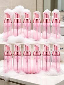 1/3/12 pièces Bouteilles Distributrices de Savon Mousse 60ml/2oz, Bouteilles Distributrices de Savon en Plastique Transparent, Bouteilles Pompe Rechargeables Mini, Convient pour le Lavage du Visage, le Soin des Cils, le Shampooing, les Soins de la Peau (Rose) - Voir 2