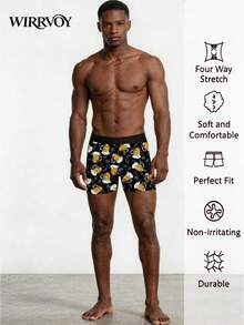 1 chiếc quần boxer nam in hình bia, bền chắc, nhiều kích cỡ, phù hợp cho mặc hàng ngày và các buổi tụ họp, một món quà sáng tạo lý tưởng cho Ngày Valentine/Giáng sinh - Hoàn hảo cho bạn trai/chồng/cha. - màu đen - Xem 1