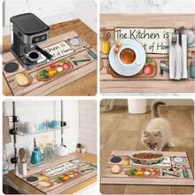 1pc Kitchen Drying Mat, Coffee Machine Pad, Absorbent Dish Drying Mat With Cutting Board & Vegetable Illustrations, Suitable For Dining Table And Cafe, Practical And Decorative Multipurpose Drainage Mat, Household Gift - XYLSD-322 - View 11