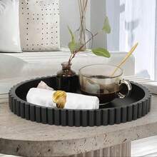 Modern Minimalist Black Silicone Round Tray, Suitable For Coffee Table Decor - Minimalist Design Art Center Decor, Great For Home Decor, Perfume Display And Fashion Center Decor, Coffee Bar Decoration - A - View 4